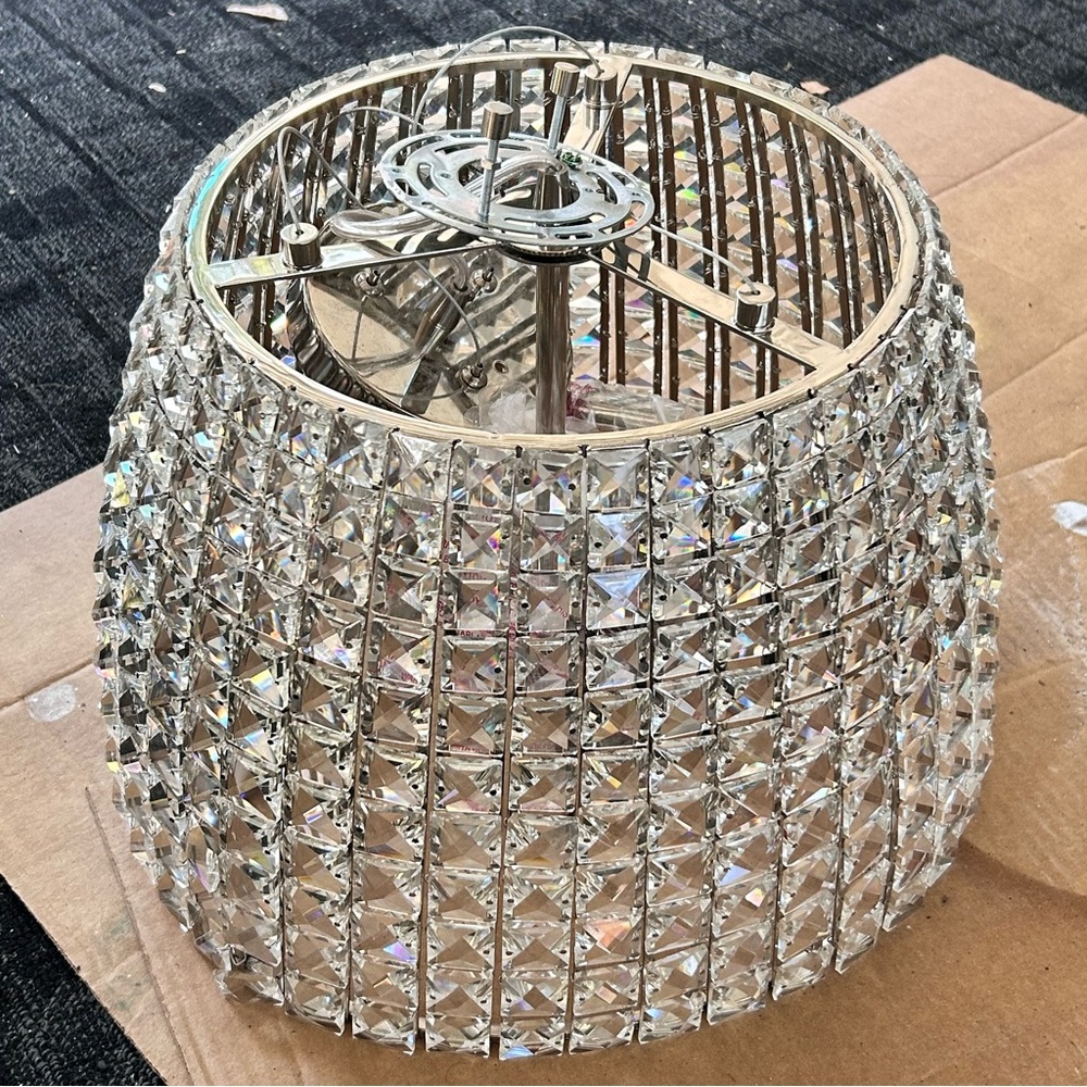 Polished nickel Crystal pendant light